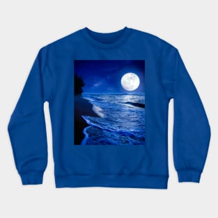 Moon At Night Winter Beach Sunset Ocean Beach Sunset Crewneck Sweatshirt